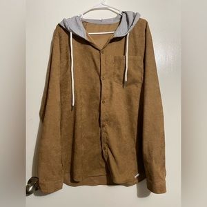 Tan corduroy hooded button down
